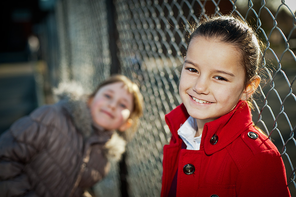 Primary school children play outside at break