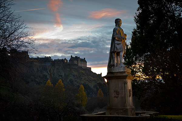 Edinburgh at dusk, seeking inspiration.